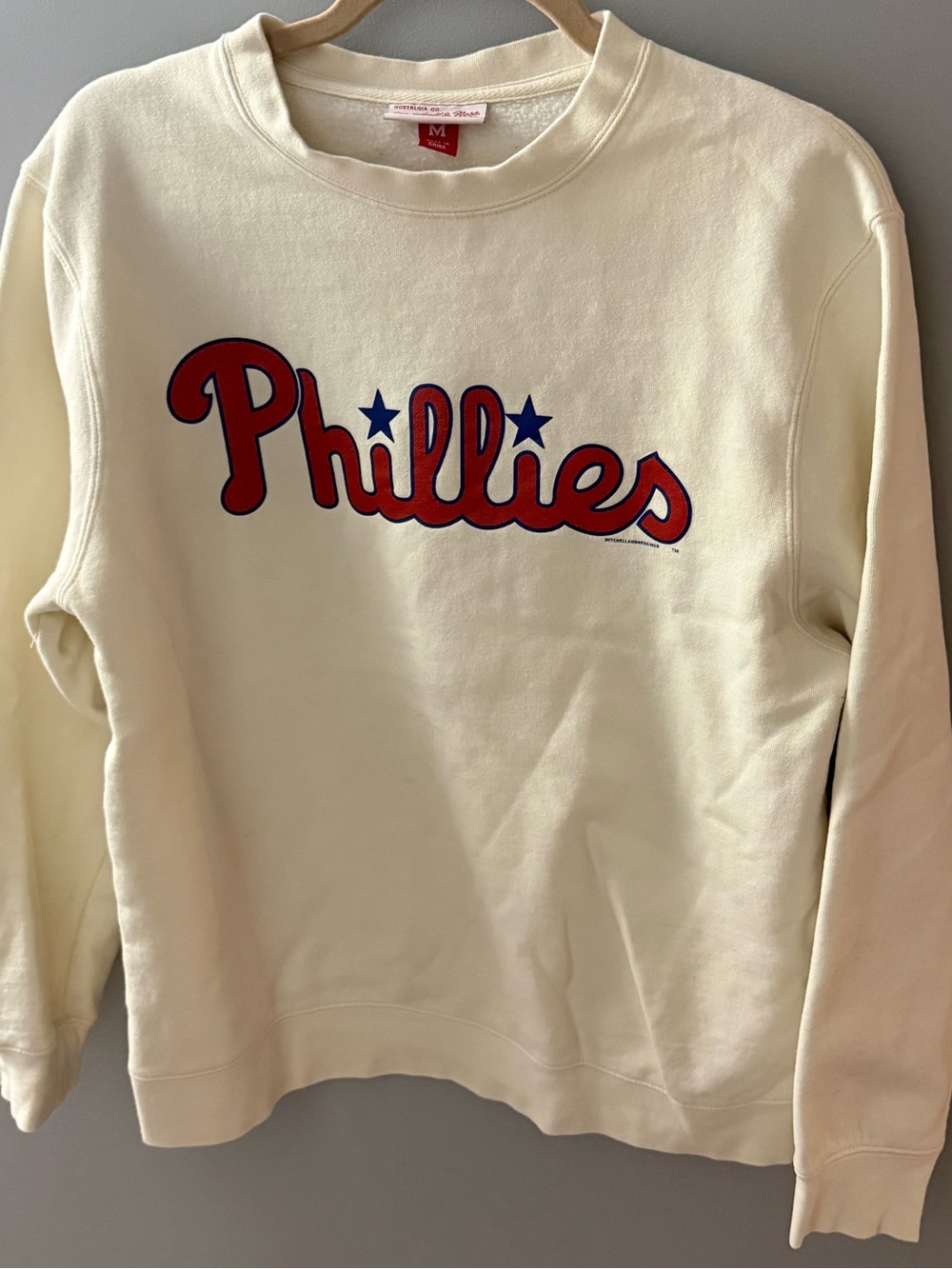 Philadelphia Phillies Mitchell and Ness Crenevk Sweatshirt Size Medium